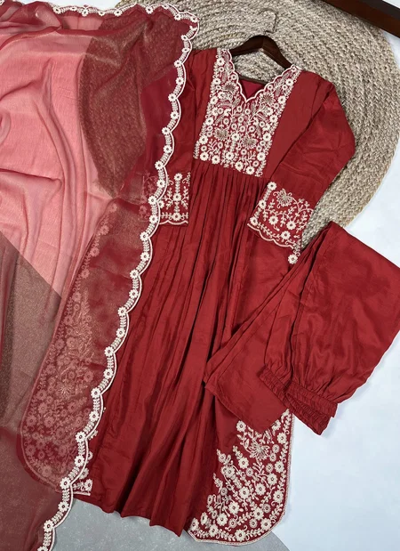 NNK3031 Cotton Sequins And Thread Embroidery Work Kurti With Bottom Dupatta Wholesale Market In Surat